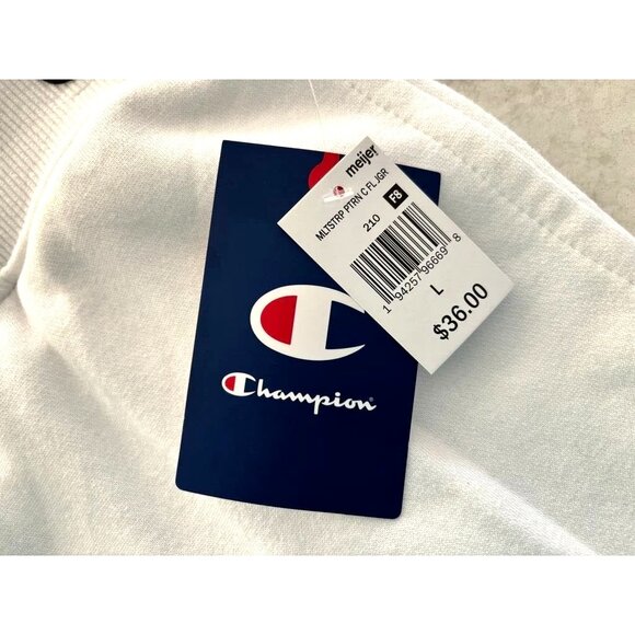 NWT CHAMPION Sweatpants Girls Size Large White Fleece Pink Blue Cuffs Cozy - Picture 4 of 6